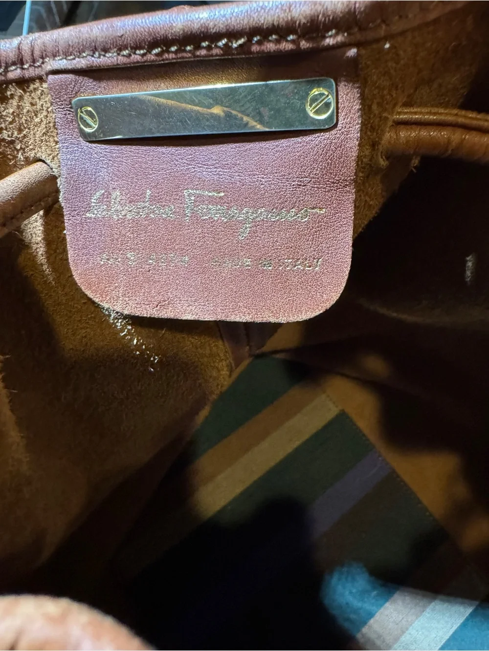 Salvatore Ferragamo Cognac Brown  Leather Drawstring Bucket Bag Auth